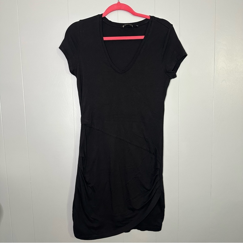 Athleta Black Ruched Side T-Shirt Dress – Size M